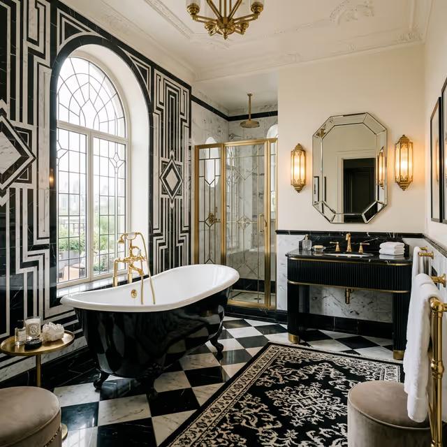 Art Deco Interior Design - The Deco Bathroom | Clara AI