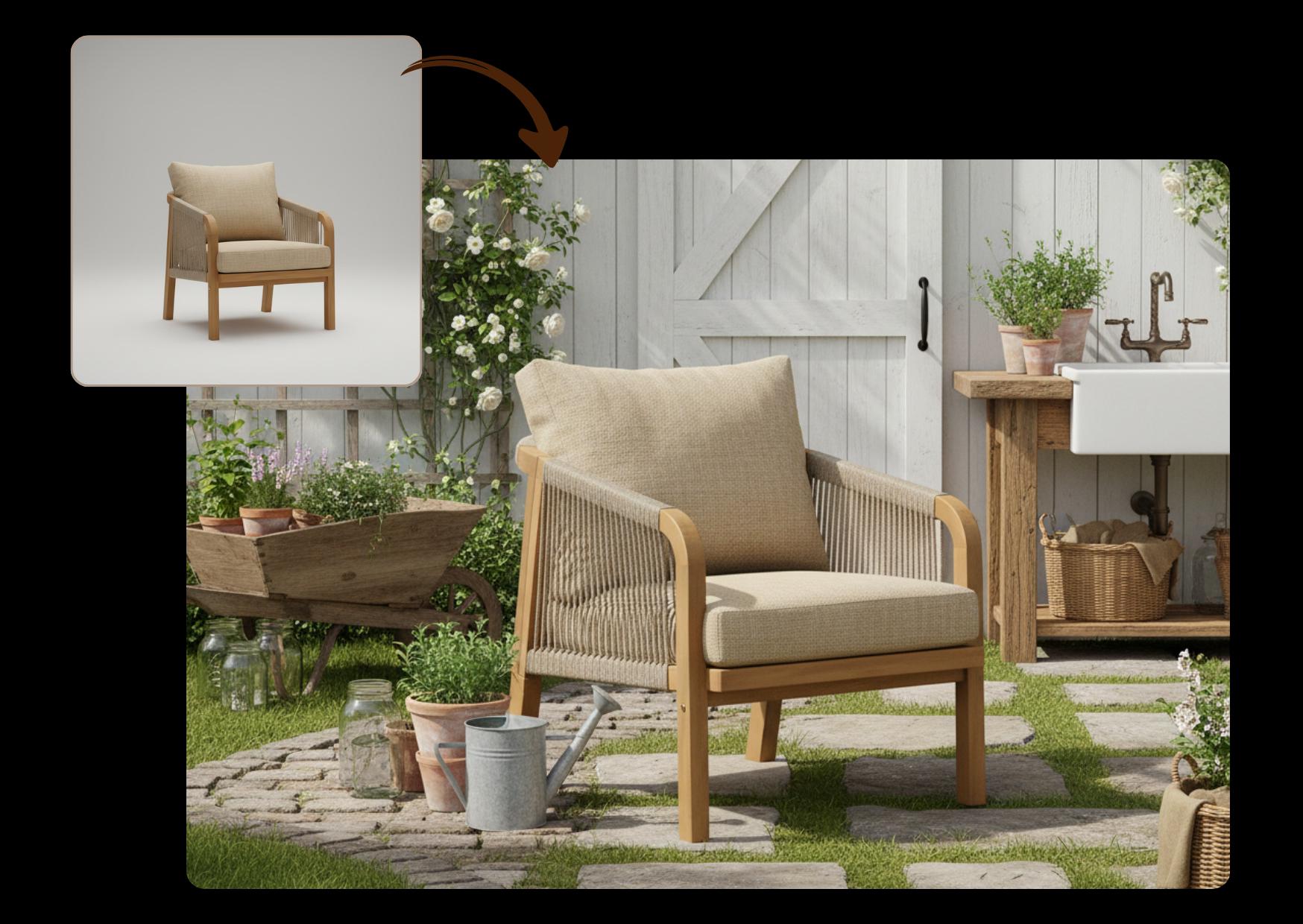 Outdoor & Patio Furniture - Create Pro Photography for Outdoor Furniture Instantly | Clara AI