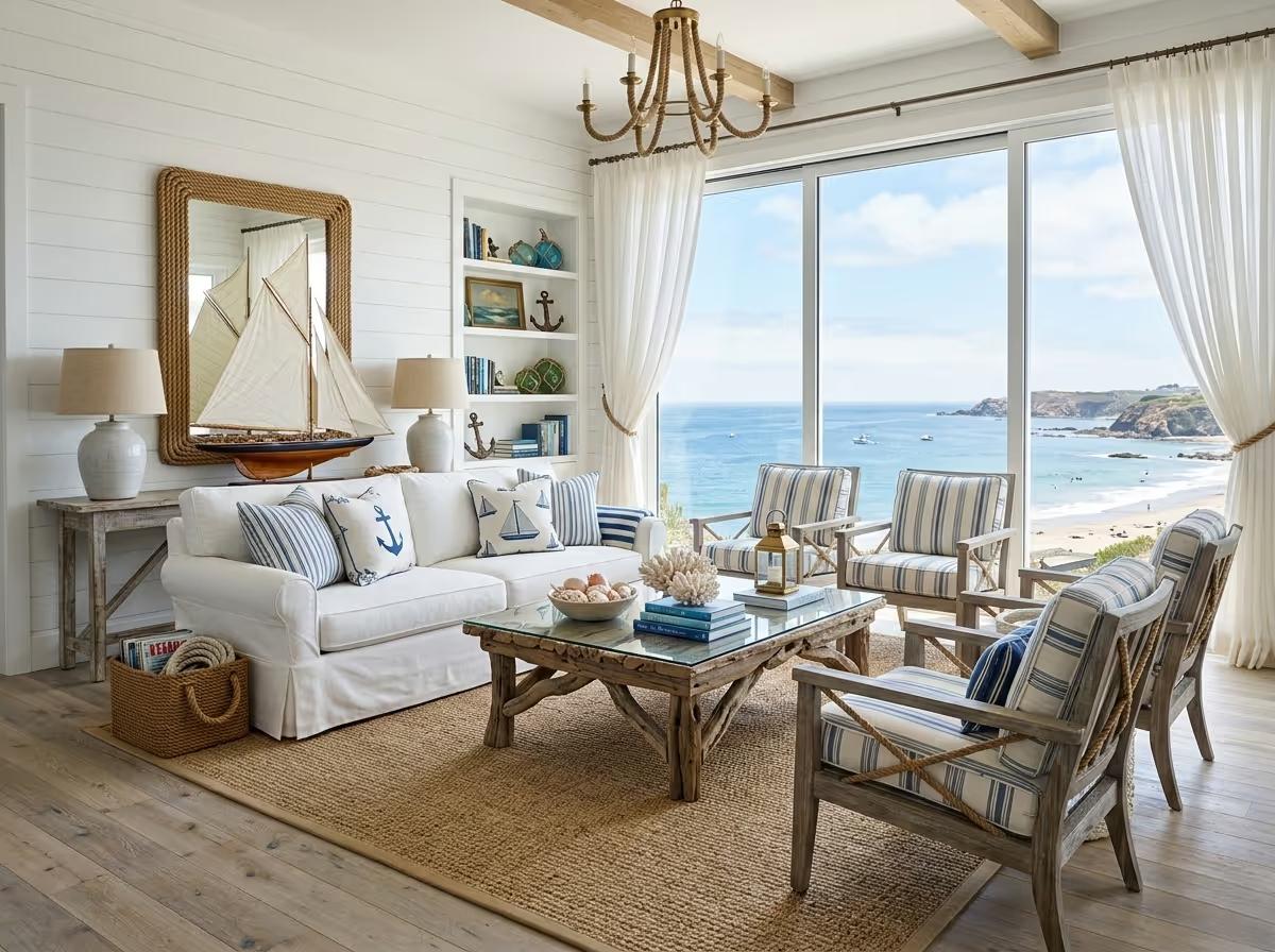 Coastal/Nautical Interior Design - The Nautical Retreat | Clara AI
